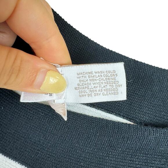 Chico's S/M Ivory Soft Knit Black Lace Pullover Poncho Oversized Layer Sweater - Picture 12 of 12